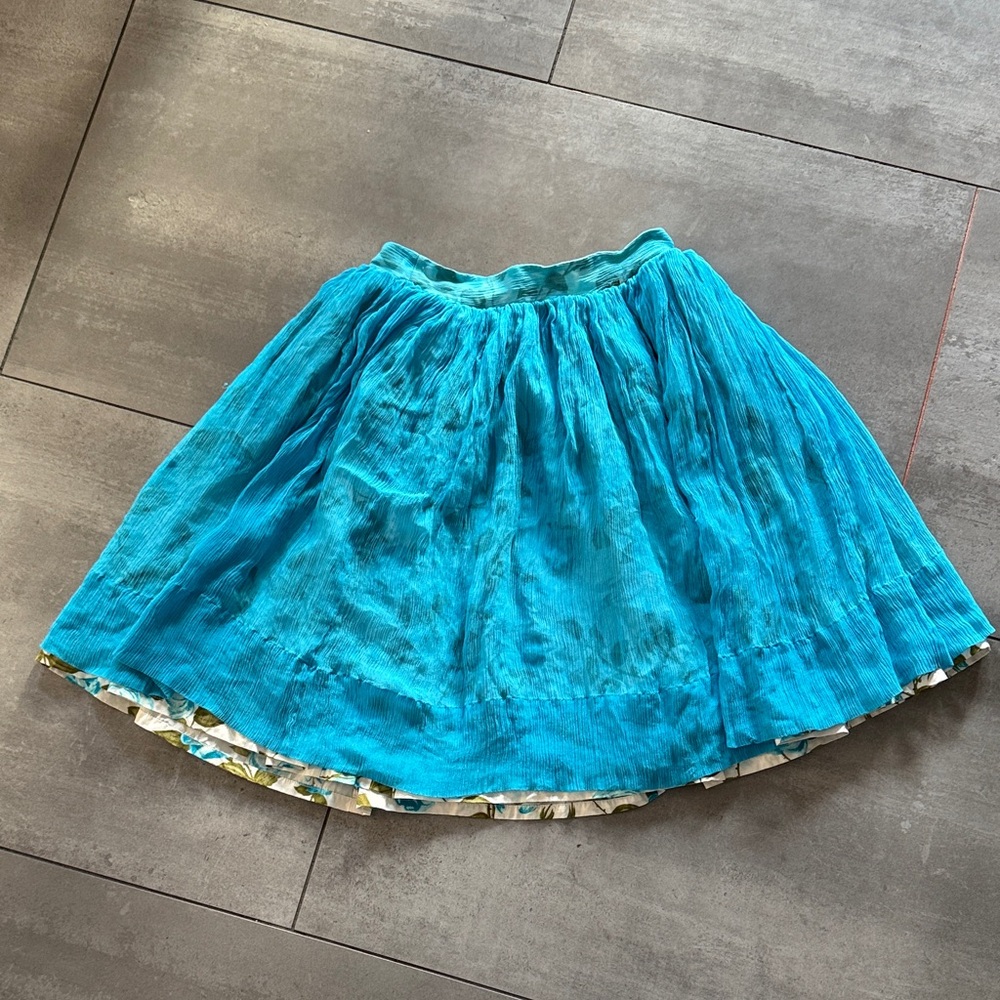 Anthropologie Vibrant Teal A-Line Skirt